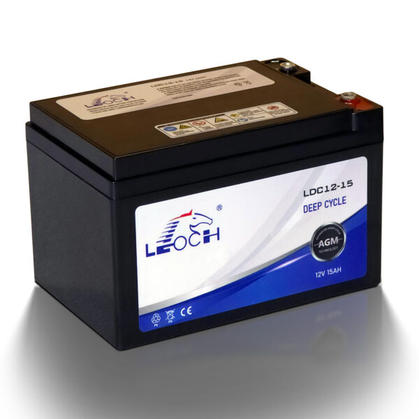 Leoch LDC Series AGM Deep Cycle Battery 12V 15Ah Bolt In Terminal