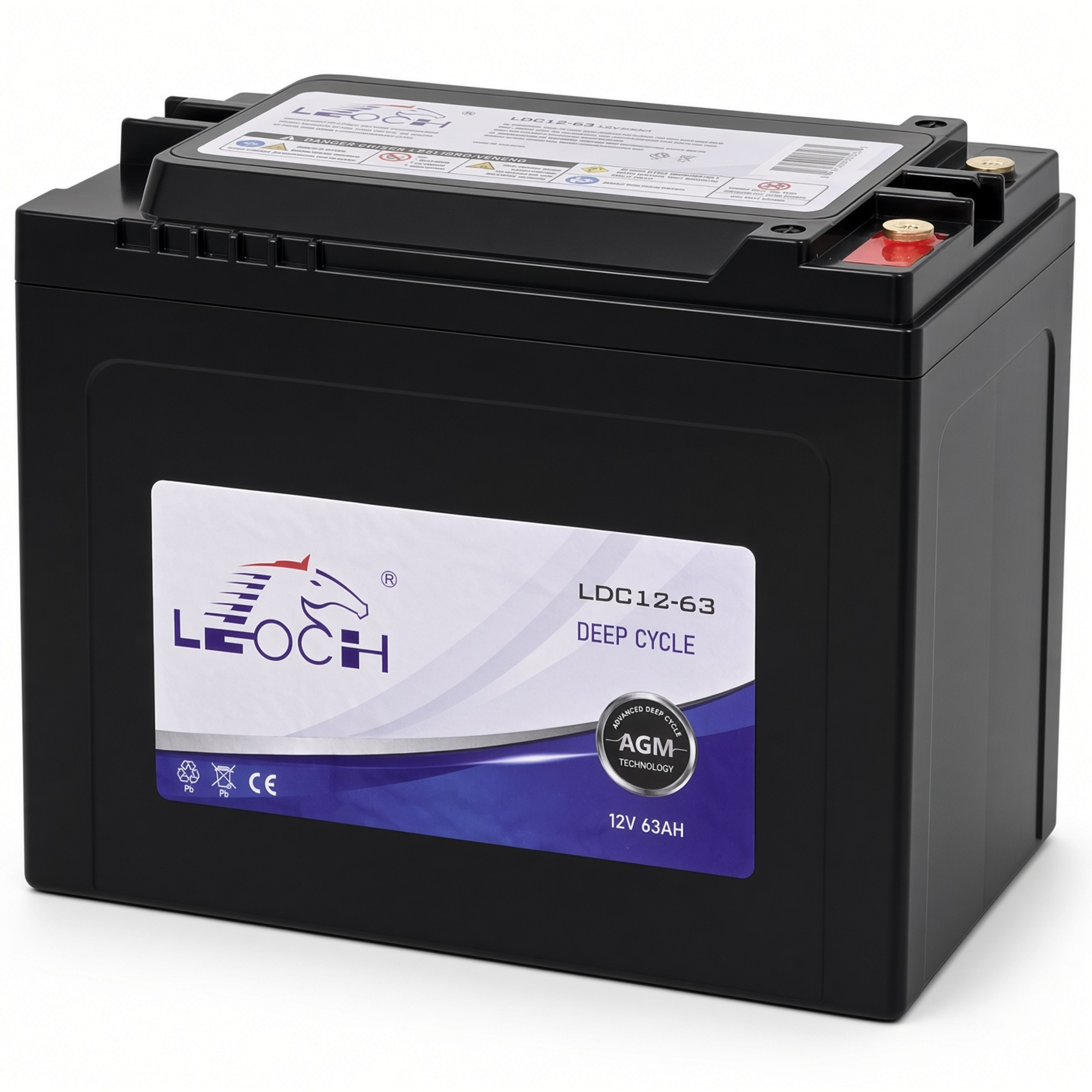 Leoch LDC12-63 12V 63Ah AGM battery, replacement for Ryobi 30-inch riding mower 6-EVF-50B
